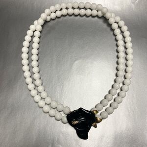 KJL for Avon Black Rose Double Strand White Bead Necklace